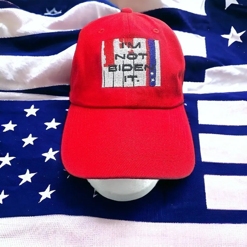 I’M NOT BIDEN IT. l USA Statement Hat, Cap l Soft Cotton l Slide Closure l New